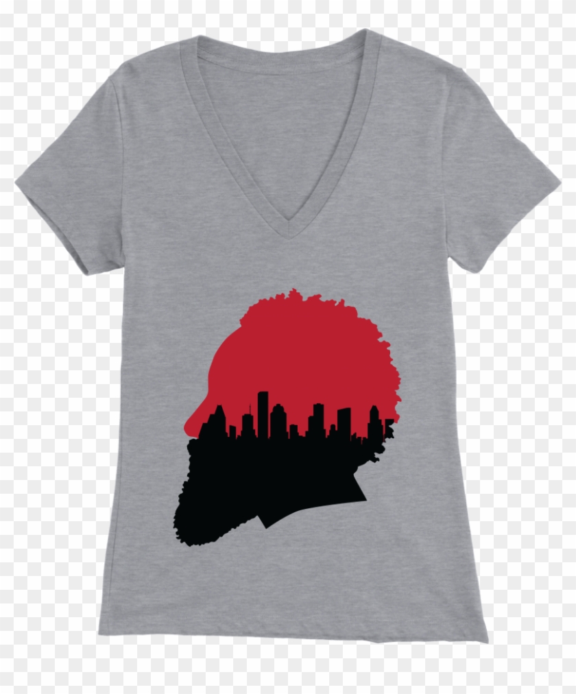 Harden Silhouette With Houston Skyline Women's V- - Shirt Clipart #1125677