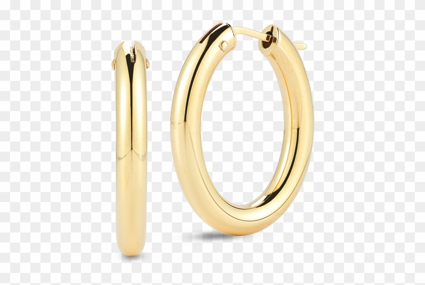 Perfect Gold Hoops Medium Round Hoop Earrings - Body Jewelry Clipart #1128837