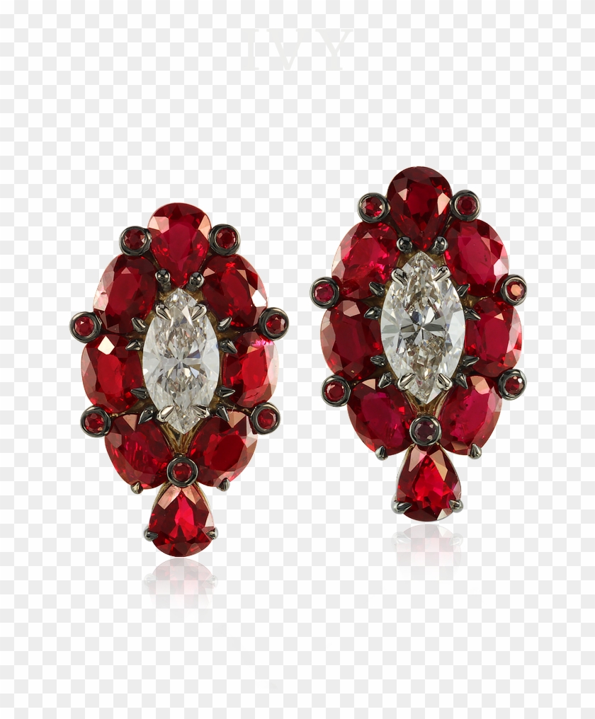 Ruby And Diamond Earrings Clipart #1129272
