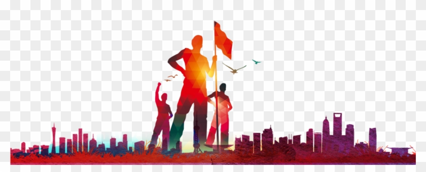 Vibrant Radiant Orange Red Portrait Silhouette Youth - Illustration Clipart #1132081