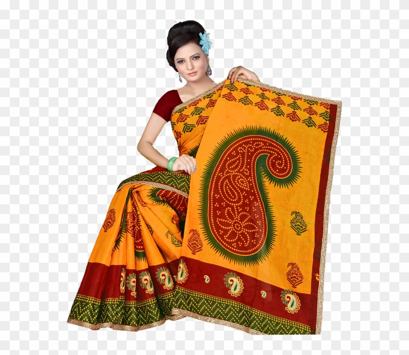 Our Special Cotton Bandhej Saree With Combination Of Clipart #1132611