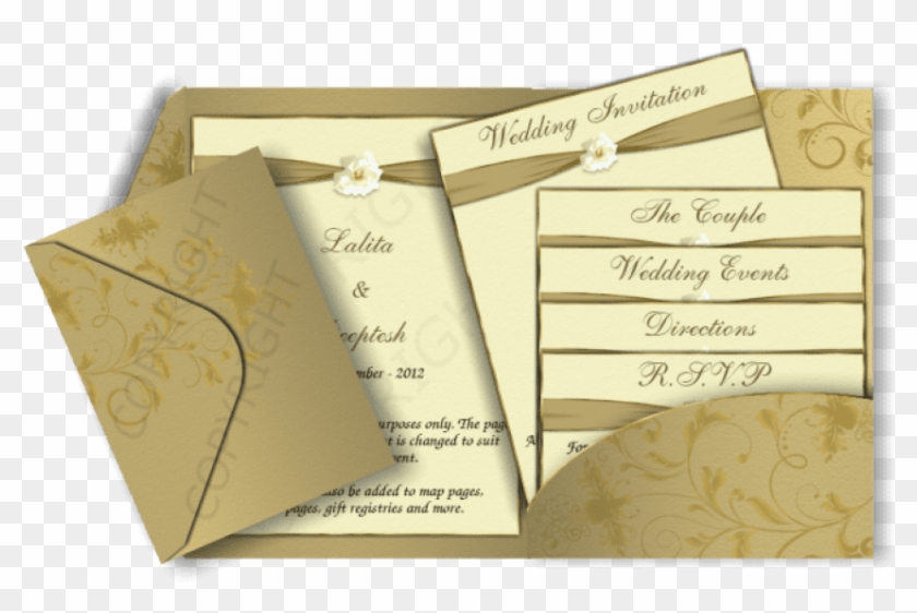 Free Png Download Gold Colour Wedding Invitation Card - Wedding Invitation Cards Pink Clipart