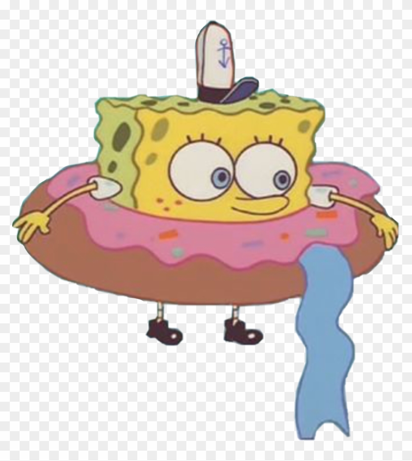 Spongebob Asthetic Tumblr Donuts Doughnut Flying Cute - Spongebob In Donut Png Clipart