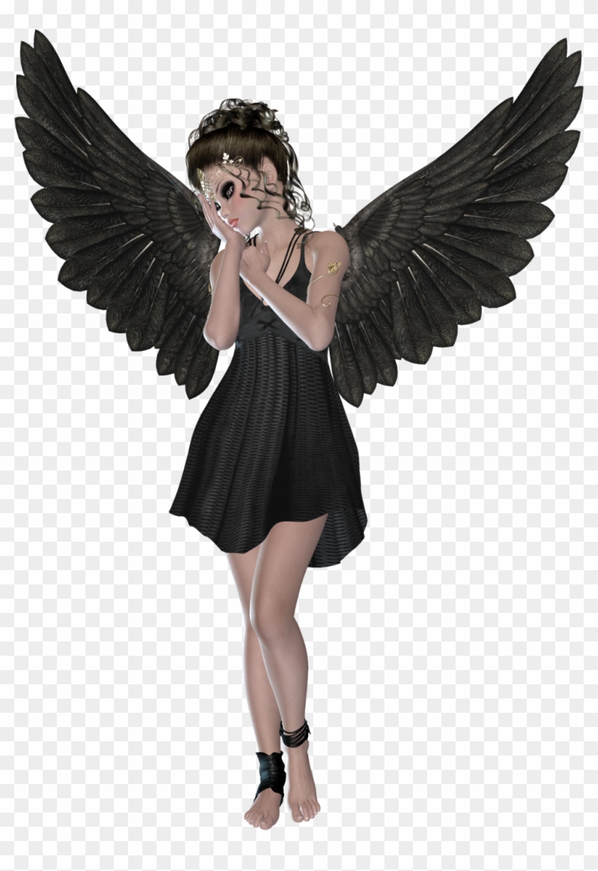 Beautiful Black 3d Angel - 3d Angel Png Clipart #1136078