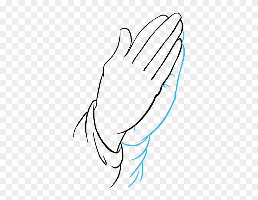 Praying Hands With Rosary Drawing - Praying Hands Drawing Easy Clipart #1136549