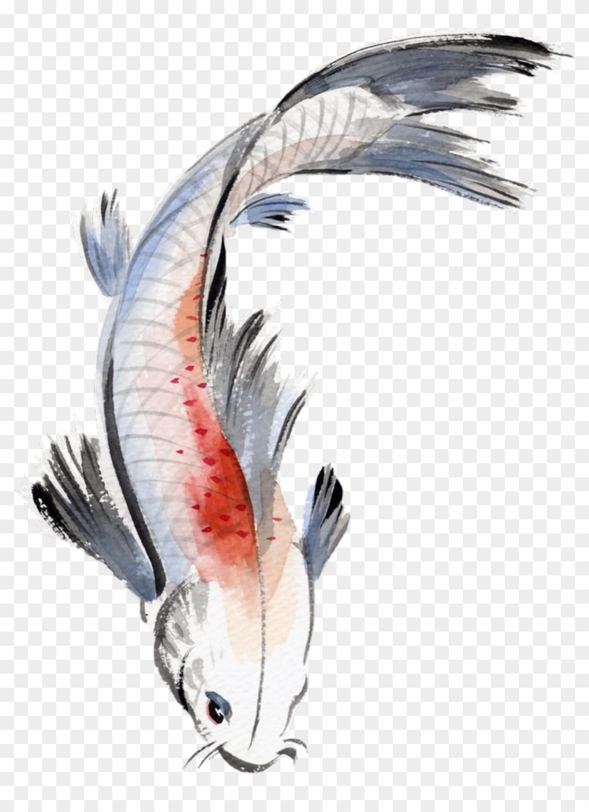 Clipart Free Stock Fishes Drawing Watercolor - Chinese Traditional Koi Painting - Png Download