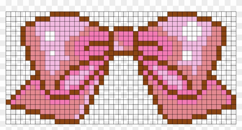 Cute Pink Bow Perler Bead Pattern / Bead Sprite - Pixel Bow Transparent Clipart #1136843