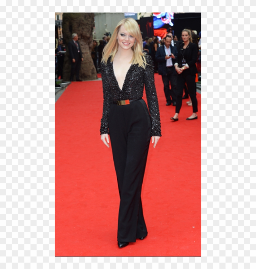 Emma Stone V Neck Black Jumpsuit Online At Uk Premiere - Emma Stone The Amazing Spider Man Premiere Clipart #1137261