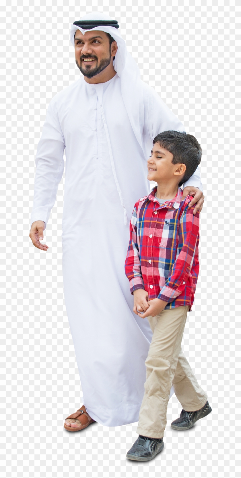 Arab Dad And Son, Walking In Traditional Fashion - Islamic Arab People Png Clipart