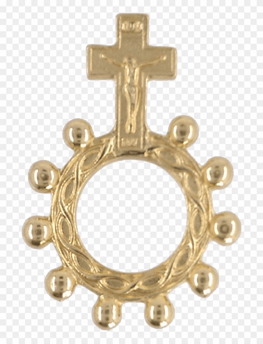 Gold Tone Finger Rosary With Crucifix Png Finger Rosary - Cross Clipart #1139080