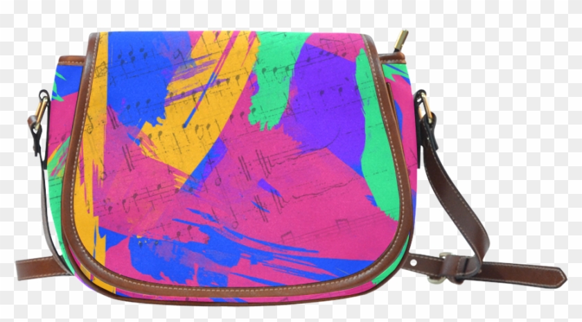 Groovy Paint Brush Strokes With Music Notes Saddle - Tale As Old As Time Saddle Bag Clipart