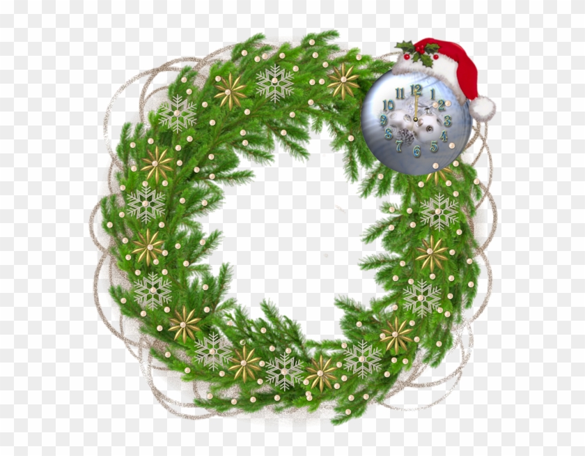 Christmas Pine Photo Frame With Santa Hat - Christmas Day Clipart #1141245