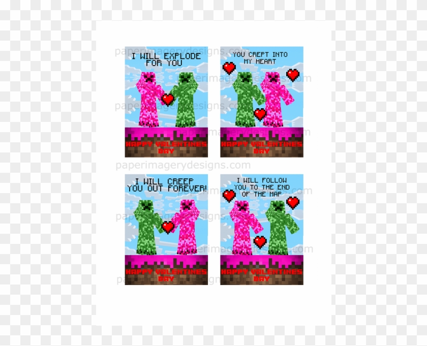 Creeper Valentines - Minecraft Creeper Valentine Clipart #1142462