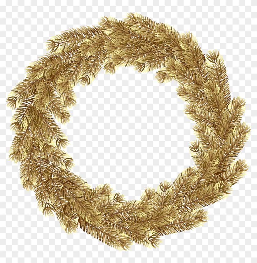 Christmas Wreath Gold Png Clip Art - Transparent Christmas Wreath Gold #1143043