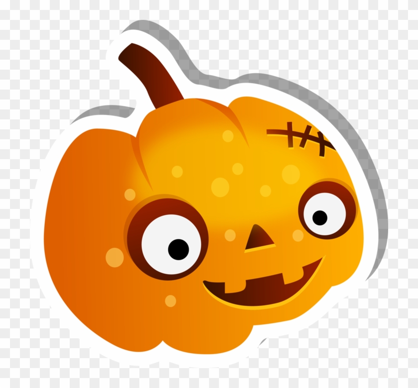 Happy Face Jack O' Lantern Sticker - Cartoon Clipart #1143581