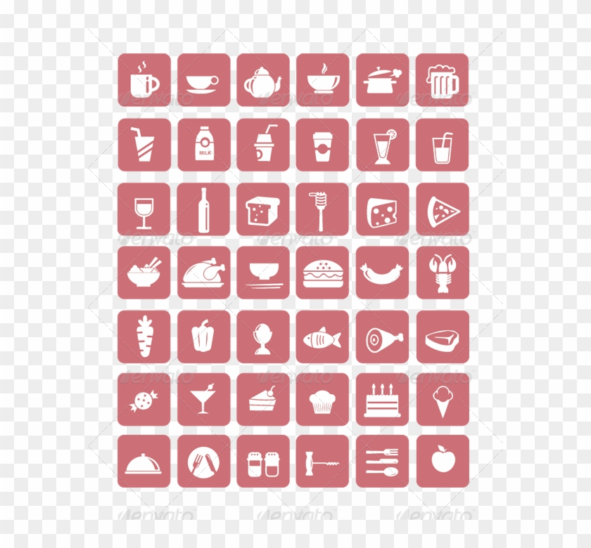 Mixed Set Of Icons Of Foods, Drinks And Dessert - Food Vector Clipart