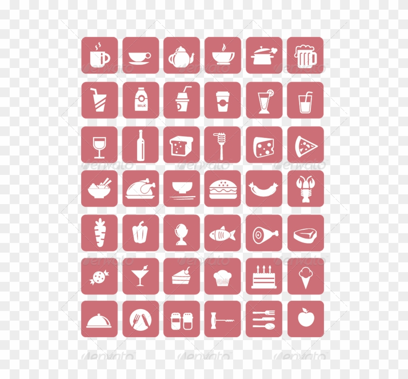 Mixed Set Of Icons Of Foods, Drinks And Dessert - Food Vector Clipart #1148116