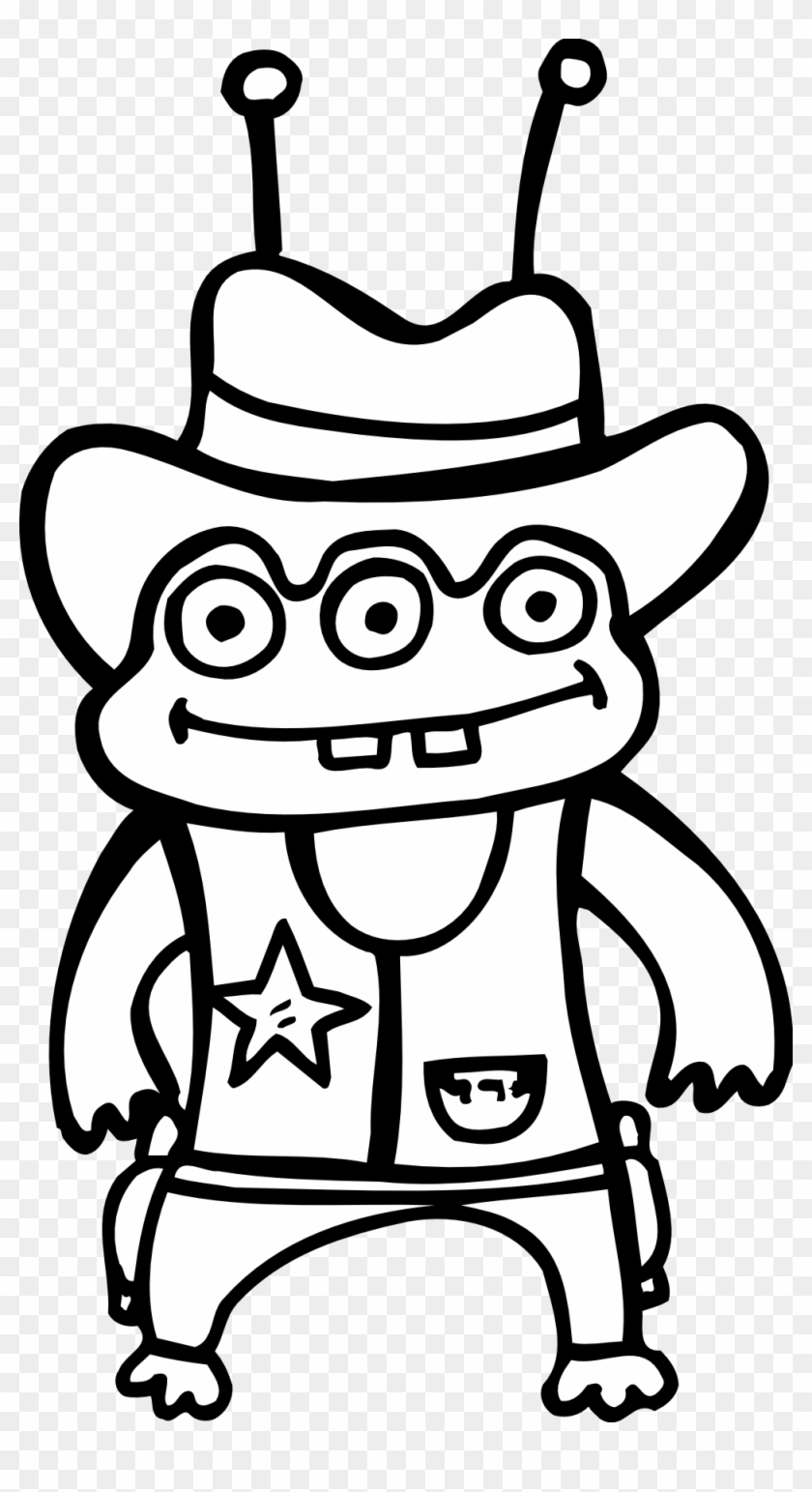 Jpg Transparent Clipartist Net Clip Art Alien Line - Cartoon Aliens Black And White - Png Download
