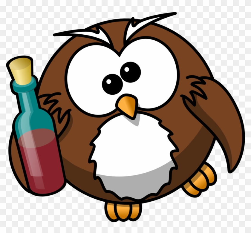 Owl Drunk Alcohol Animal Beer Bird Bottle Funny - Cartoon Of Alcohol Clipart #1151290