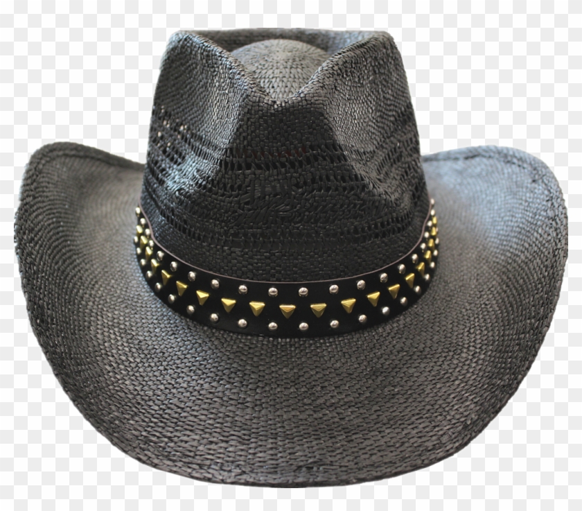 Straw Hat - 3630j Black/stud - Cowboy Hat Clipart #1152289