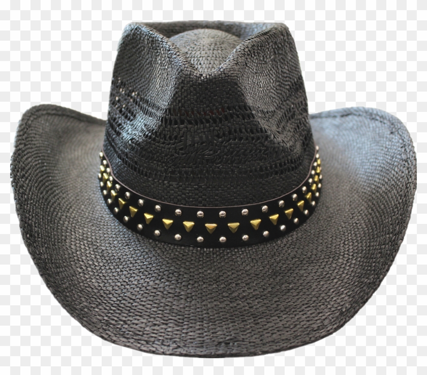 Straw Hat - 3630j Black/stud - Cowboy Hat Clipart