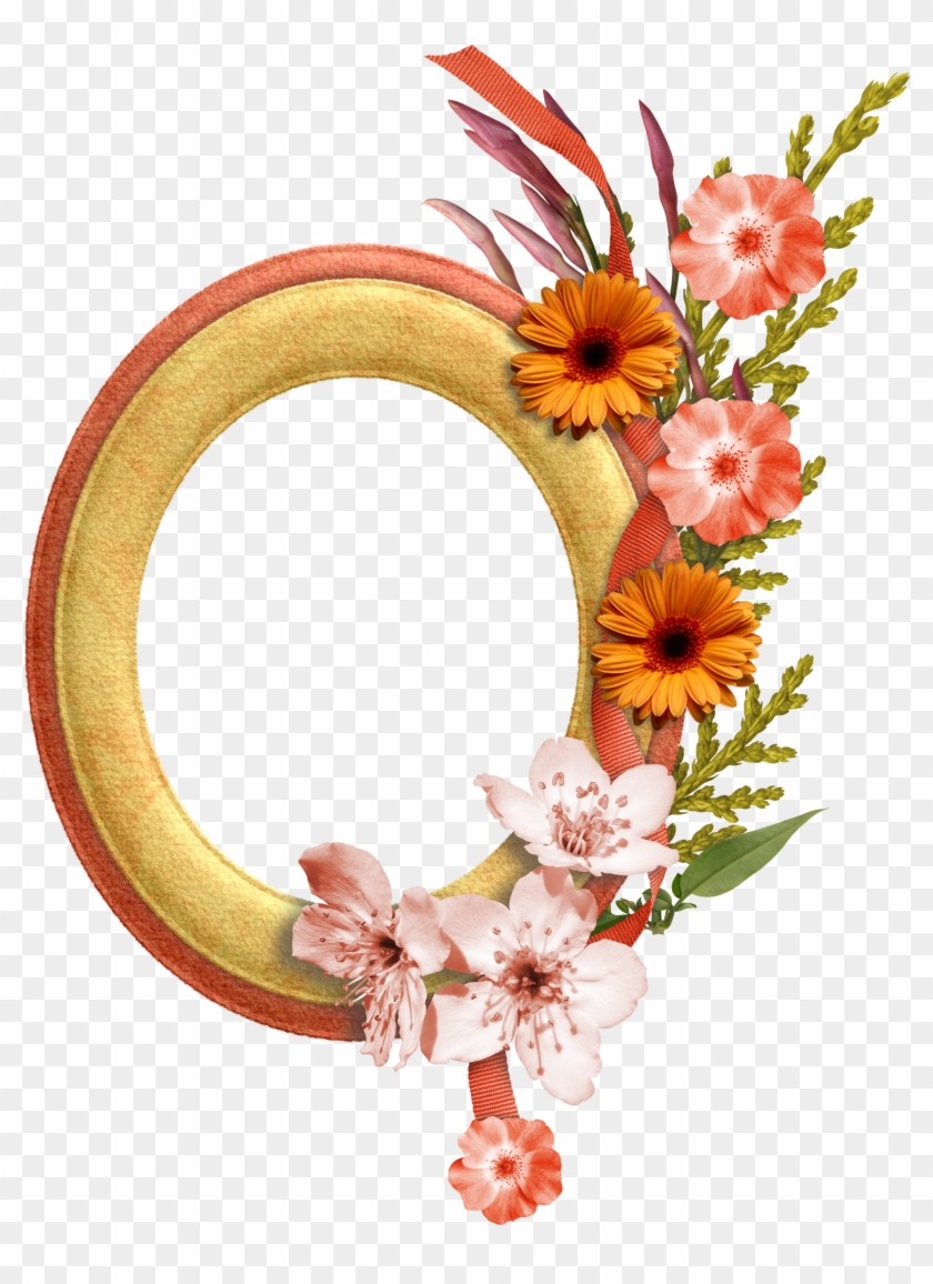 Oval Gold Frame With Flower Clipart #1152560