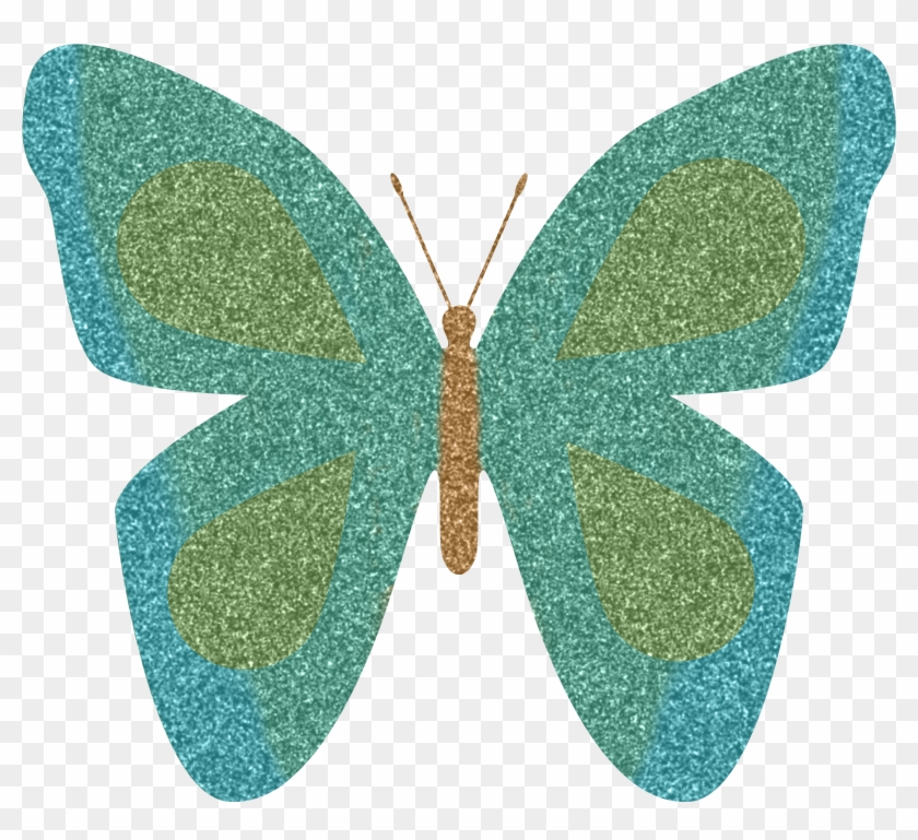 Green Butterfly Clipart - Butterfly Drawing With Glitter Sheet - Png Download