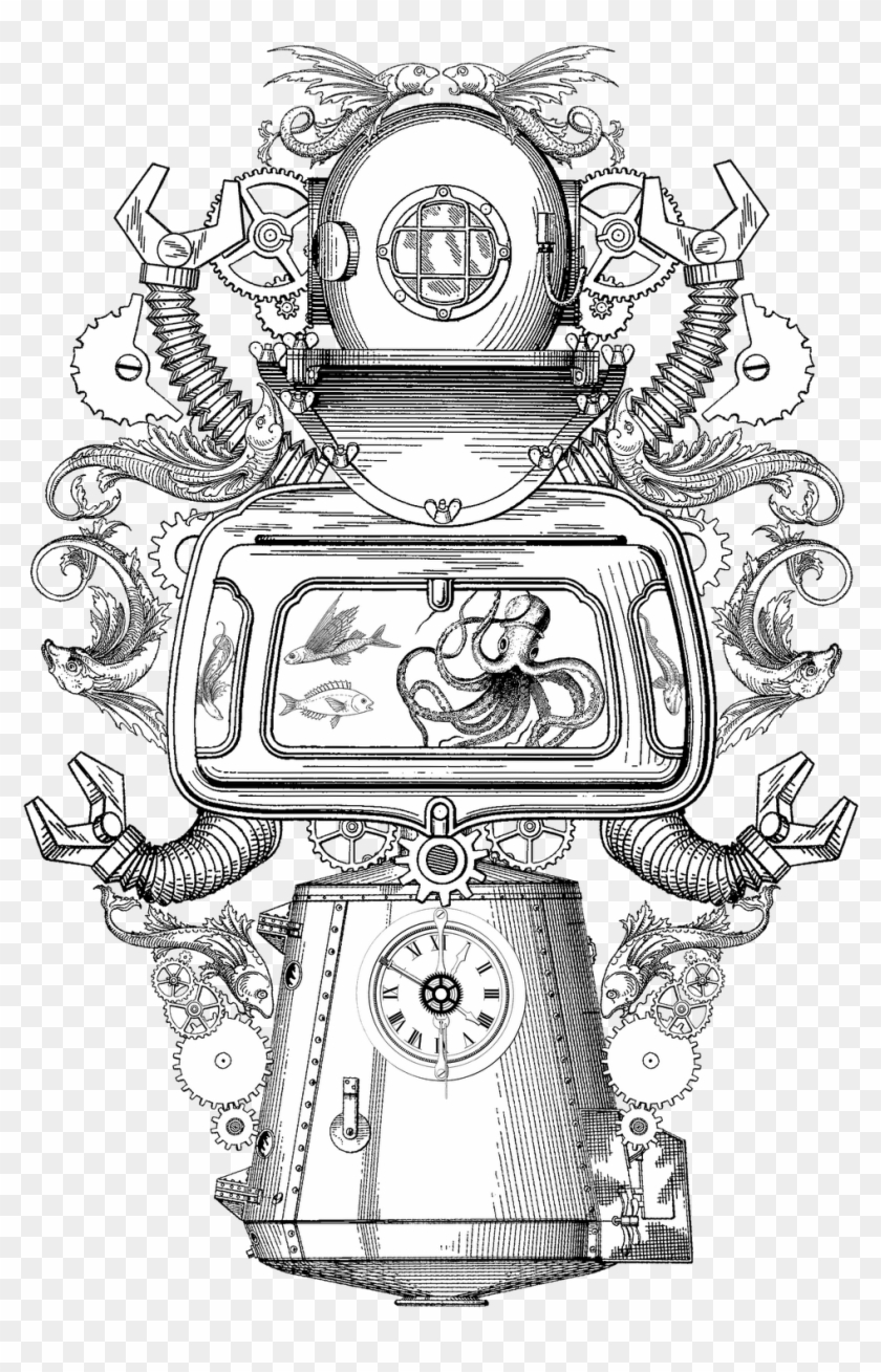 1035 X 1600 4 - Steampunk Computer Drawing Clipart