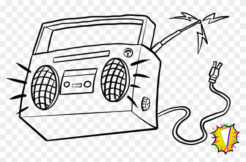 Boombox Line Art Clipart (1154110) PikPng