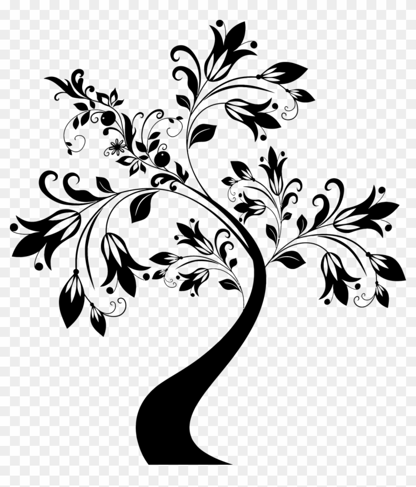 White Flower Clipart Tree Pencil And In Color Black - Black And White Transparent Tree - Png Download