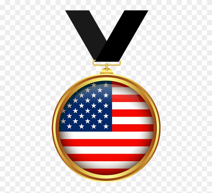 Medal, Gold, Tape, Transparent Background, Decoration - American Flag Speech Bubble Clipart #1155854