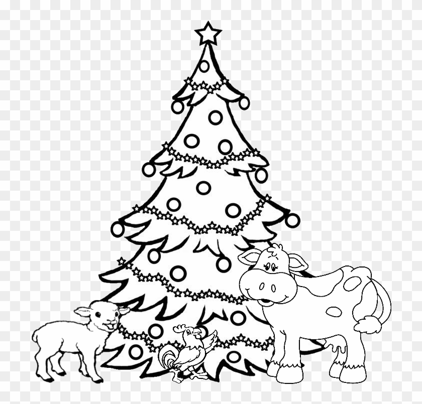 Xmas Animals Tree - Great Christmas Tree Drawings Clipart