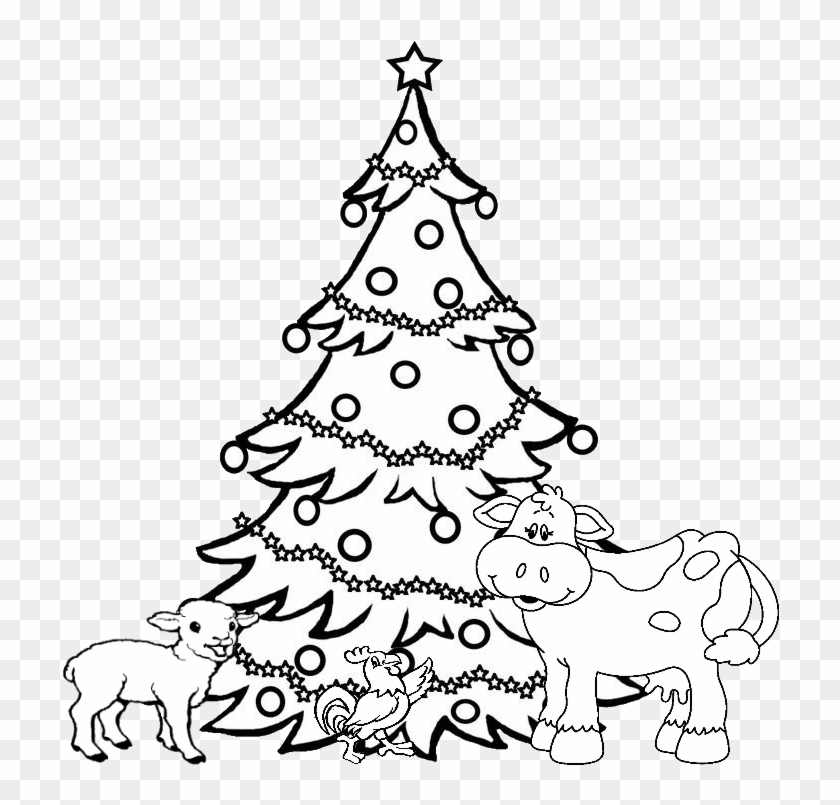 Xmas Animals Tree - Great Christmas Tree Drawings Clipart