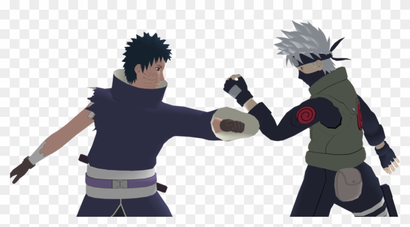 Black And White Stock Friends Clash - Obito And Kakashi Fanart Clipart