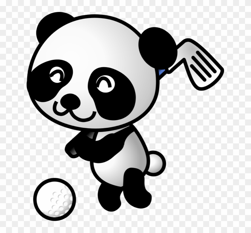 Panda Golfing - Panda Golf Clipart