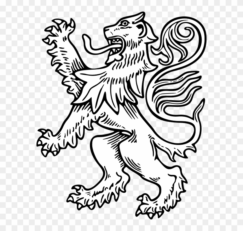 White Lion Clipart Lion Outline - Scottish Lion Rampant - Png Download