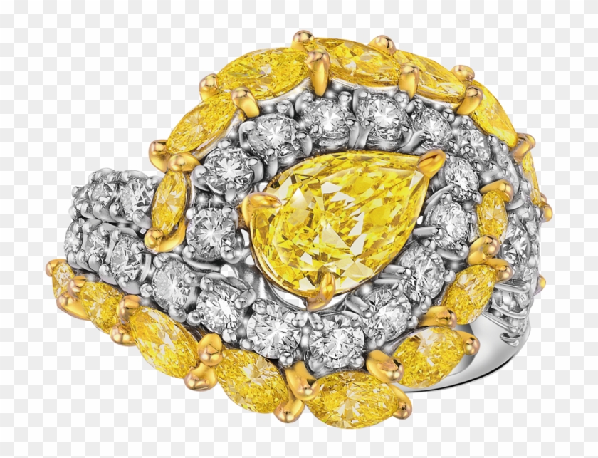 Fancy Yellow Pear Shaped Diamond Ring - Diamond Clipart