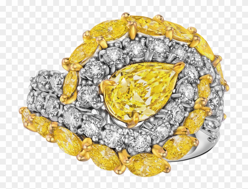 Fancy Yellow Pear Shaped Diamond Ring - Diamond Clipart #1161967