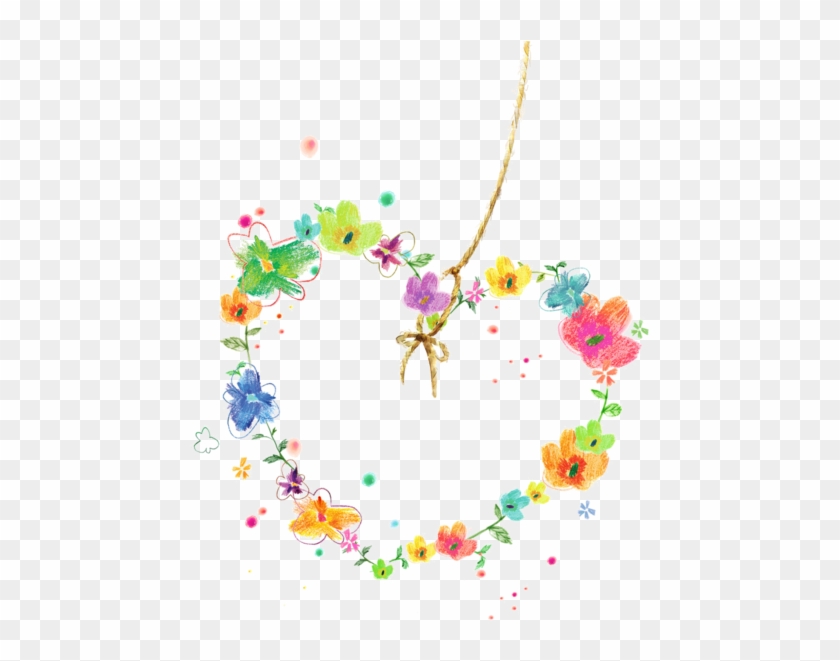 Floral Wreath Clipart Png - 手繪 背景 蝴蝶 愛心 Transparent Png #1163894