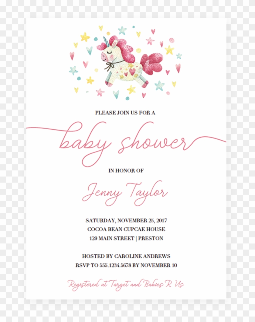 Unicorn Baby Shower Invitation Template Girl Invite - Wedding Invitation Clipart