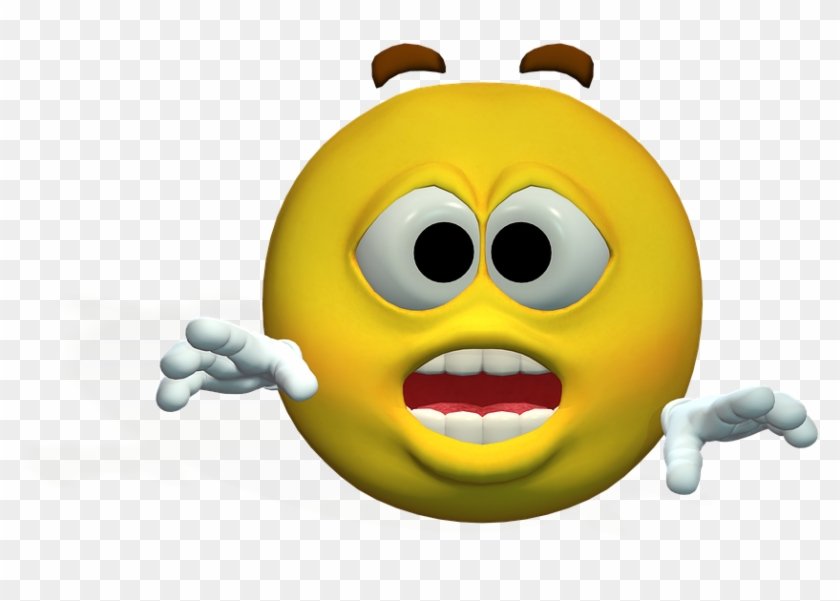 Emotiguy, Frightened, Excited, Curious, Fig, Yellow - Crazy Smiley Face Cartoon Clipart