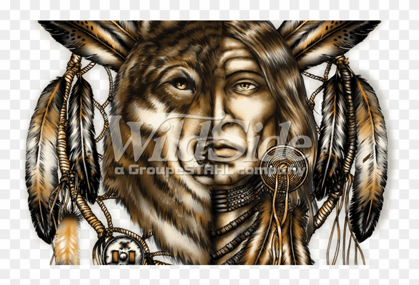Indian And Wolf Dreamcatcher The Wild Side Clipart
