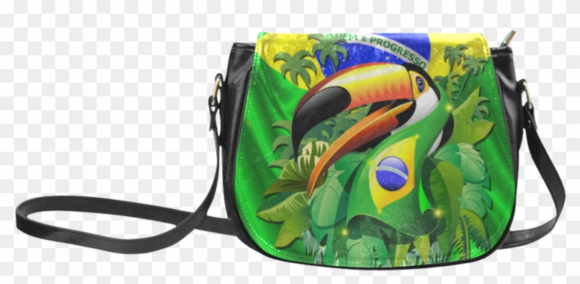 Brazil Flag With Toco Toucan Classic Saddle Bag/small - Trick R Treat Sam Purse Clipart