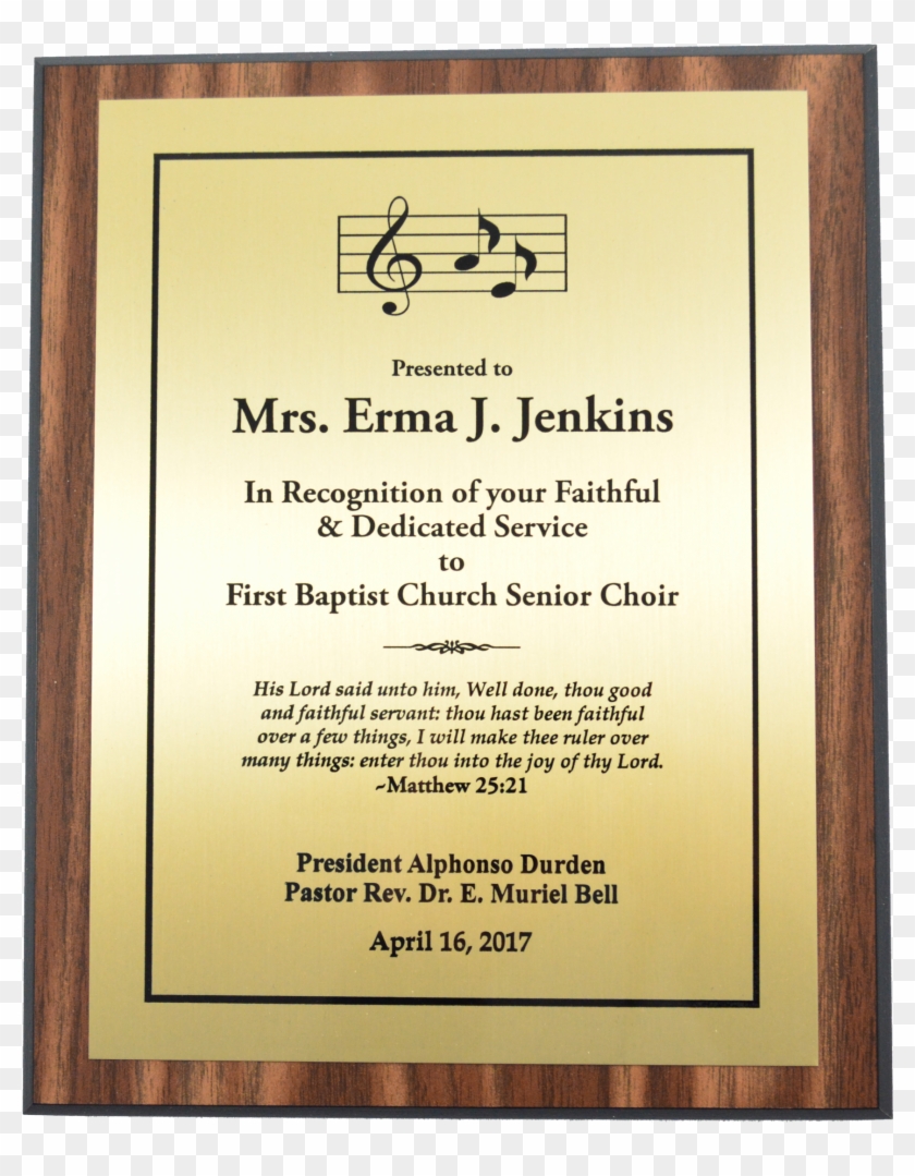 8″ X 10″ Walnut Finish Plaque With Gold Plate - Accademia Filarmonica Romana Clipart #1167649