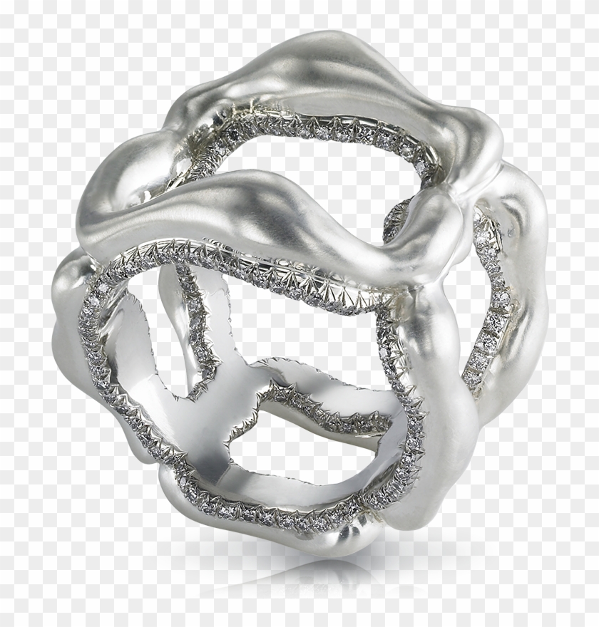 Fabergé Gypsy Grey Platinum Ring Features Round White - Body Jewelry Clipart