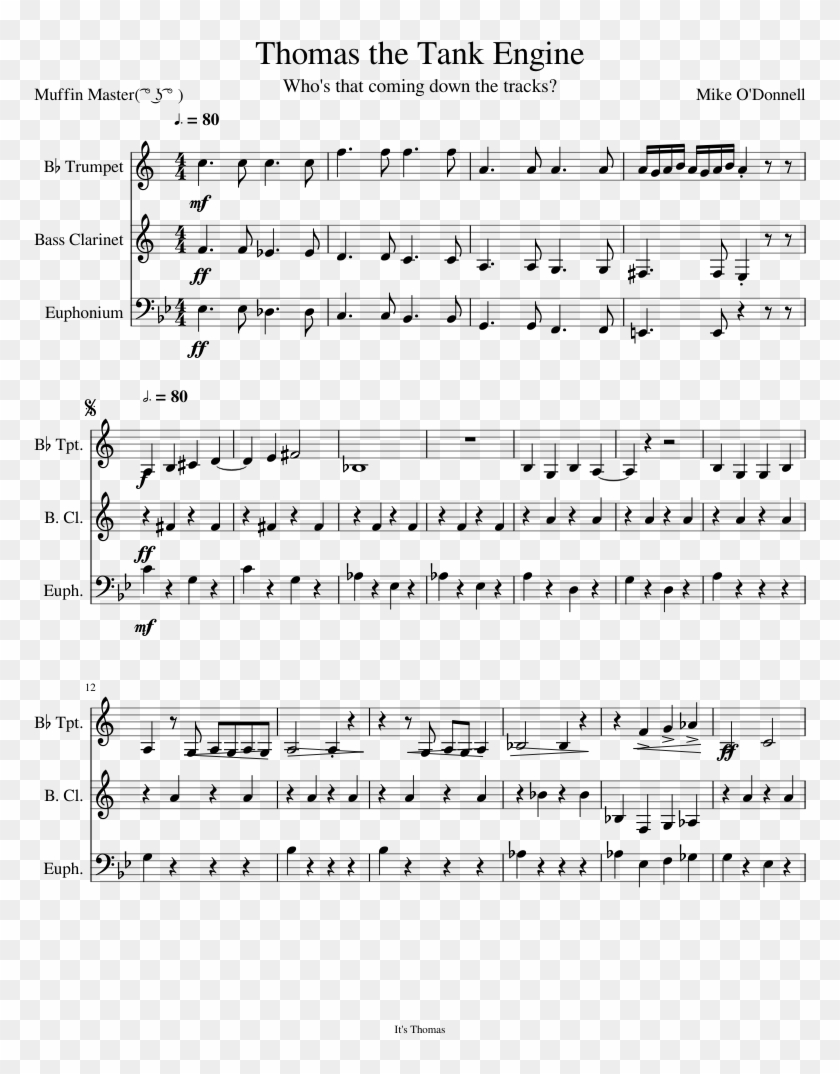 Thomas The Tank Engine Sheet Music Composed By Mike - Conquest Trumpet Sheet Music Clipart
