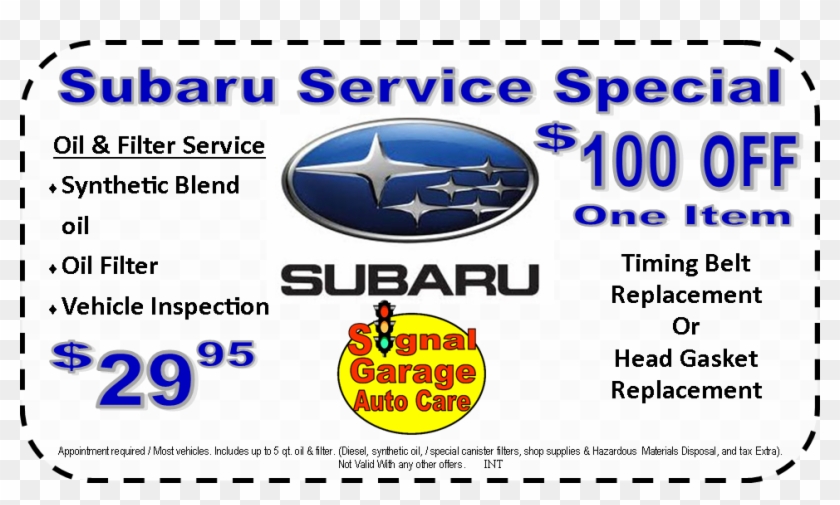 Subaru-coupon - Subaru Synthetic Oil Change Coupon Clipart #1170388