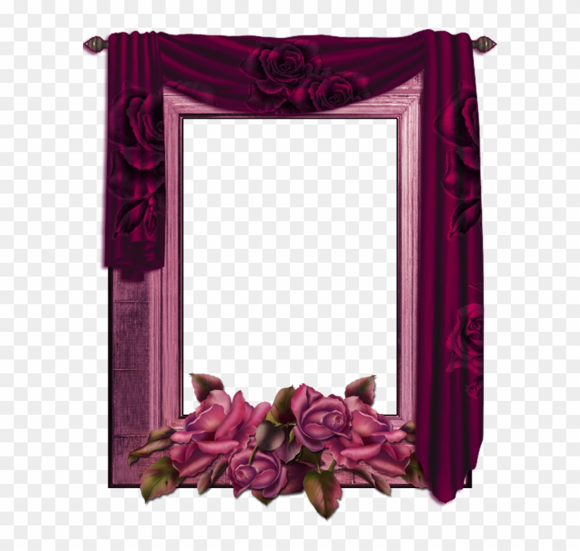 Purple Rose Clipart Frame - Frame With Curtain Png Transparent Png