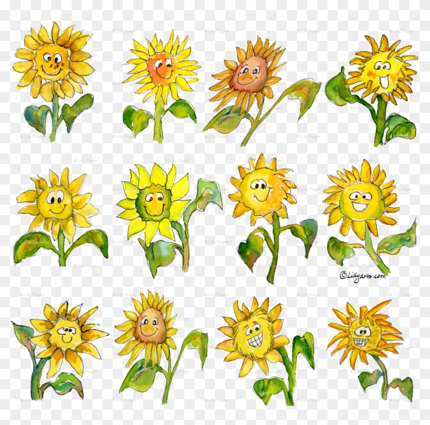 Clip Art Cartoon Flower Wallpaper - Cartoon Images Of Sunflowers - Png Download