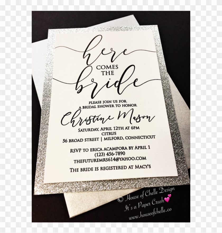 Silver Glitter Bridal Shower Invitation, Glitter Bridal - Bachelorette Party Clipart #1172737